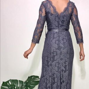 Adrianna Papell Gunmetal Lace Gown